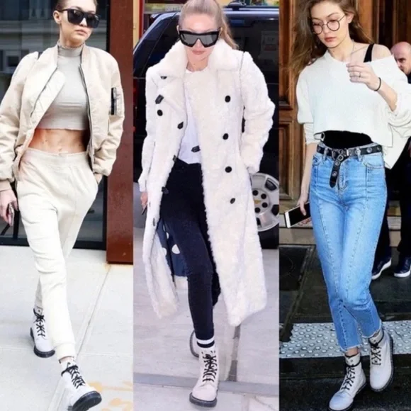 NEW Dr. Martens Docs Zavala White Coated Leather Lace-Up Combat Ankle Boots - Picture 5 of 16